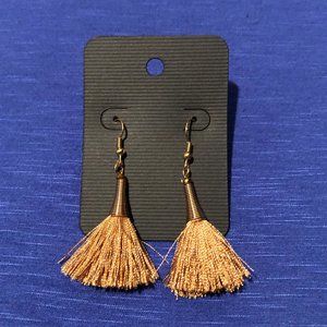 Tan Tassel Dangle Earrings
